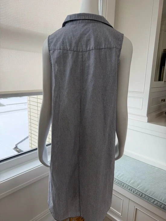 Papillon sleeveless Blue & White Pinstripe dress in a cotton blend, XL - Picture 4 of 5